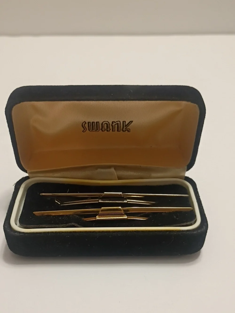 Swank Tie Bars Original Box Gold And Silver Tone Vintage